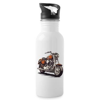 Moto Motard Streetwear Style de course rétro - Gourde avec paille intégrée - blanc - Droite