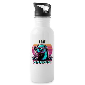 I Eat Snakes Vintage Mungo - Trinkflasche mit integriertem Trinkhalm - Weiß - Rechts