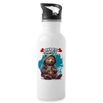 LOVE YOU HONEY. Bear, Honey, Ambiguous, Humor, Fun - Water bottle with straw - white - Right