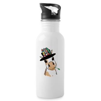 Hippie Pony Fohlen Pferd Ross Federn Gaul - Trinkflasche mit integriertem Trinkhalm - Weiß - Rechts