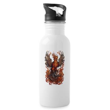 Ikonisches Fabelwesen Phönix Vogel Streetwear - Trinkflasche mit integriertem Trinkhalm - Weiß - Rechts