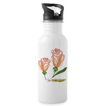 Ich liebe Dich - Trinkflasche mit integriertem Trinkhalm - Weiß - Rechts
