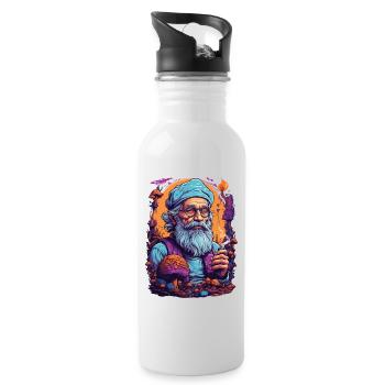 Vivid Colors Woodland Mushrooms Psychedelic Art - Water bottle with straw - white - Right