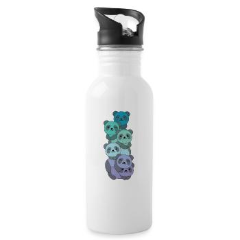 Neptunic Flag Pride LGBTQ Cute Panda Stack - Water bottle with straw - white - Right