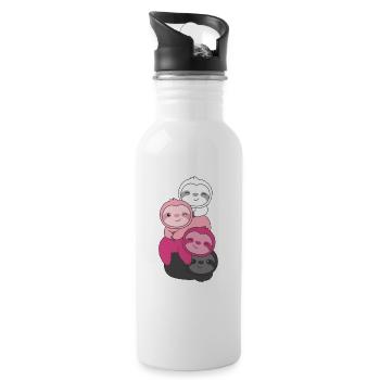 Transfem Flag Pride LGBTQ Cute Sloth - Water bottle with straw - white - Right