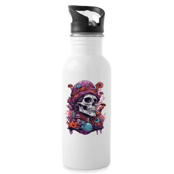 Psychedelic Skull Wald Pilze Musik Festival Art - Trinkflasche mit integriertem Trinkhalm - Weiß - Rechts