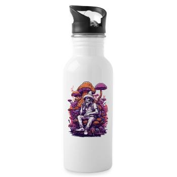 Vivid Colors Forest Mushrooms Music Festival Art - Water bottle with straw - white - Right
