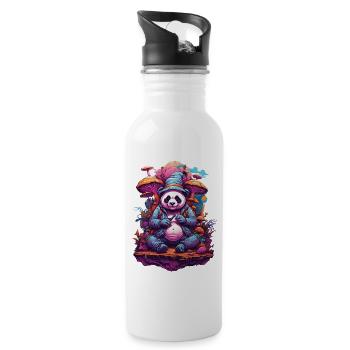 Panda Bear Psychedelic Art Music Festival Forest Mushrooms - Water bottle with straw - white - Right