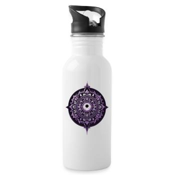 Mandala Design Ästhetisches Muster Spirituelles - Trinkflasche mit integriertem Trinkhalm - Weiß - Rechts