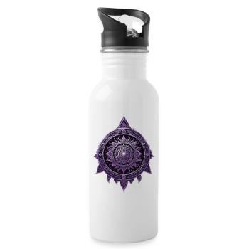 Mandala Design Ästhetisches Muster Spirituelles - Trinkflasche mit integriertem Trinkhalm - Weiß - Rechts