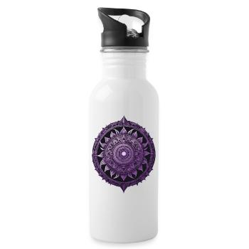 Mandala Design Ästhetisches Muster Spirituelles - Trinkflasche mit integriertem Trinkhalm - Weiß - Rechts
