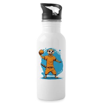 Erdmännchen Handballspieler Streetwear Aesthetic - Trinkflasche mit integriertem Trinkhalm - Weiß - Rechts