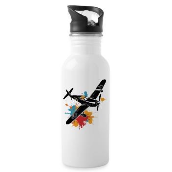 Modèle Avion Pilote Avion Hobby Design - Gourde avec paille intégrée - blanc - Droite