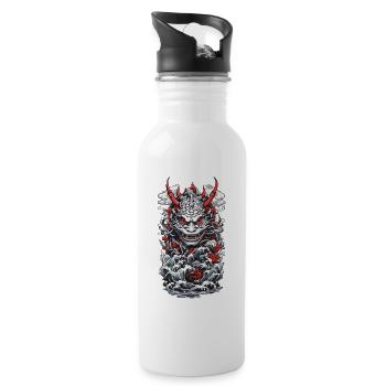 Seeungeheuer Aesthetic Yokai Japanischer Oni - Trinkflasche mit integriertem Trinkhalm - Weiß - Rechts
