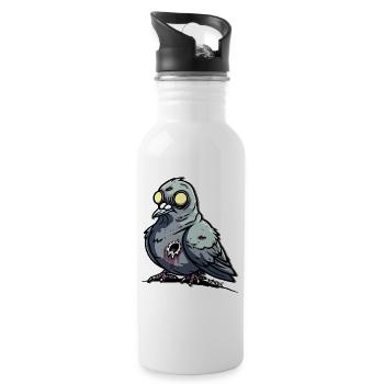 Blinde gruselige Zombie Taube - Trinkflasche mit integriertem Trinkhalm - Weiß - Rechts