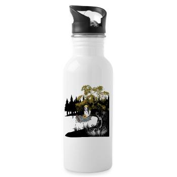 sensuel, fille, cerf, bateau, nature, lac, solitude - Gourde avec paille intégrée - blanc - Droite