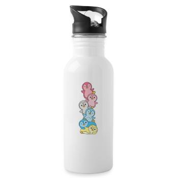 Genderflux Flag Pride LGBTQ Cute Penguin - Water bottle with straw - white - Right