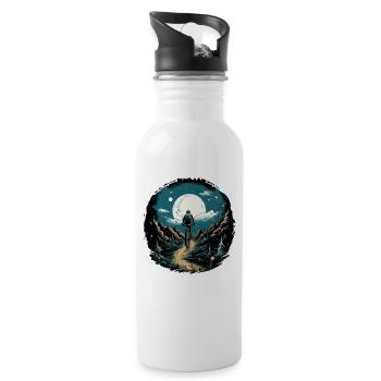 Mountainbiking Illustration - Trinkflasche mit integriertem Trinkhalm - Weiß - Rechts