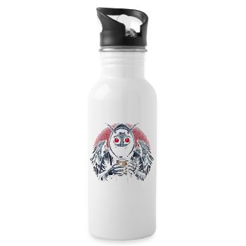 Guten Morgen Ganz Dünnes Eis Mothman Kaffee Spruch - Trinkflasche mit integriertem Trinkhalm - Weiß - Rechts