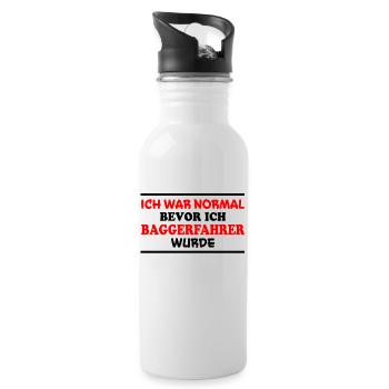 Baggerfahrer Spruch Lustiges Baggerfahrer Geschenk - Trinkflasche mit integriertem Trinkhalm - Weiß - Rechts