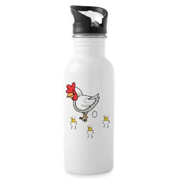 Easter Hen Chick Baby Eggs Eggshell Poultry - Water bottle with straw - white - Right