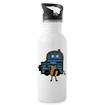 Erdnuss Deutschland Zug Lokomotive Bahn Job - Trinkflasche mit integriertem Trinkhalm - Weiß - Rechts