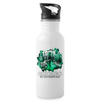 Fête de la Saint-Patrick à Chicago - Gourde avec paille intégrée - blanc - Droite