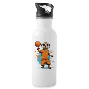 Meerkat handball player streetwear style - Water bottle with straw - white - Right