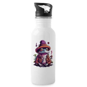 Magischer Frosch Psychedelic Wald Pilze Musik - Trinkflasche mit integriertem Trinkhalm - Weiß - Rechts
