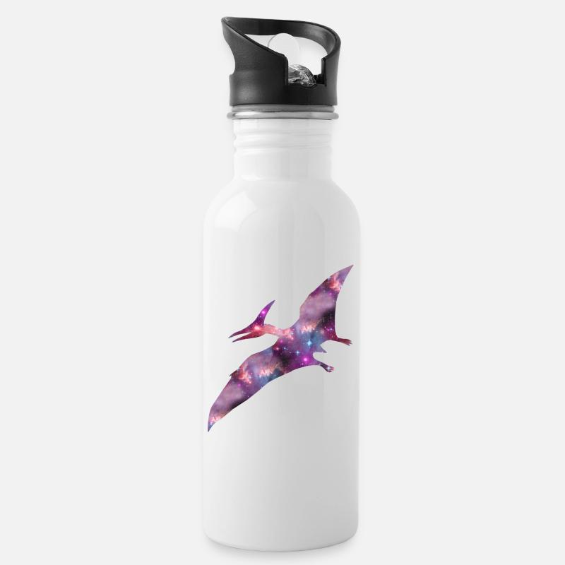 Flugsaurier Weltraum Dinosaurier Dino Pterosauria - Trinkflasche mit integriertem Trinkhalm - Weiß