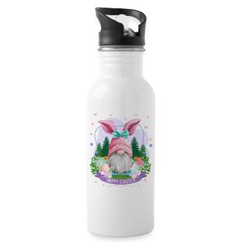 Hoppy Gnome Easter - Easter Gift Idea - Water bottle with straw - white - Right