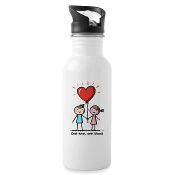 Stick Figure Lovers Couple Valentine's Day - Water bottle with straw - white - Right