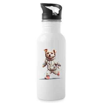 Dog Streetwear Jogging Aesthetic Fitness Style - Water bottle with straw - white - Right