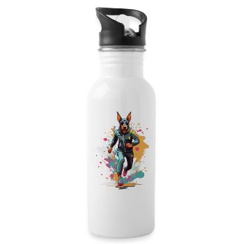 Design de course streetwear pour chien Doberman - Gourde avec paille intégrée - blanc - Droite