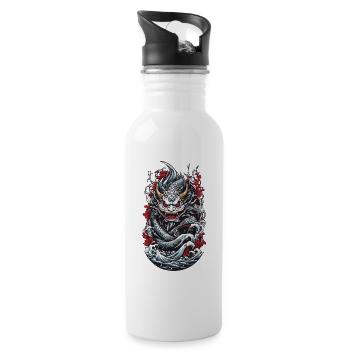 Sea Monster Japanese Demon Yokai Streetwear - Water bottle with straw - white - Right