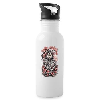 Esthétique Yokai Oni des fleurs de cerisier et style japonais - Gourde avec paille intégrée - blanc - Droite