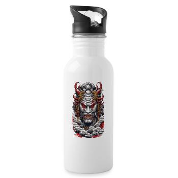 Aesthetic Yokai Oni Ukiyo-E Vintage Japan - Water bottle with straw - white - Right