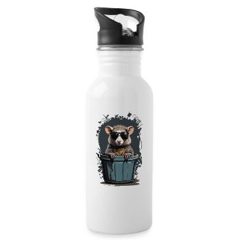 Cool Possum Funny Garbage Can Residents - Water bottle with straw - white - Right