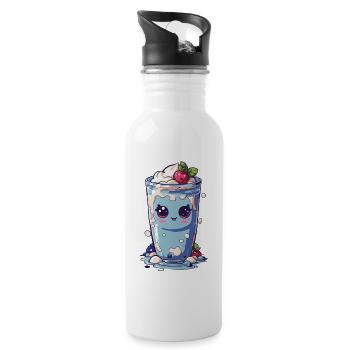 Myrtilles Mignon Milkshake Doux Amusant - Gourde avec paille intégrée - blanc - Droite
