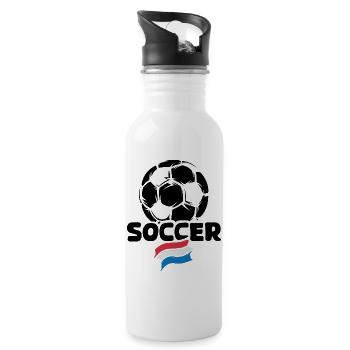 Pays-Bas Ballon De Football Drapeau Logo De L’équipe De Football - Gourde avec paille intégrée - blanc - Droite