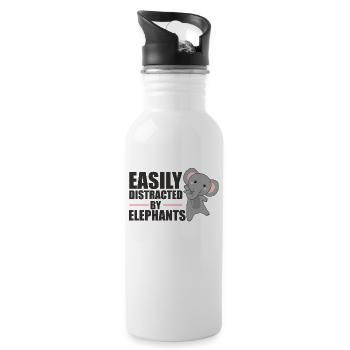 Easily distracted by elephants - cute elephant - Water bottle with straw - white - Right