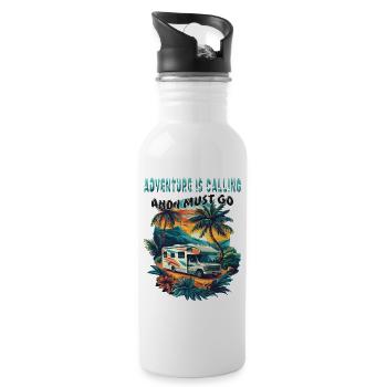 Adventure is Calling and i must go. Camping, cool, - Water bottle with straw - white - Right