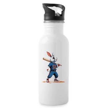 Baseballspieler Osterhase Ostern Baseball - Trinkflasche mit integriertem Trinkhalm - Weiß - Rechts