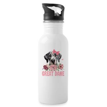 Great Dane Mama - Water bottle with straw - white - Right