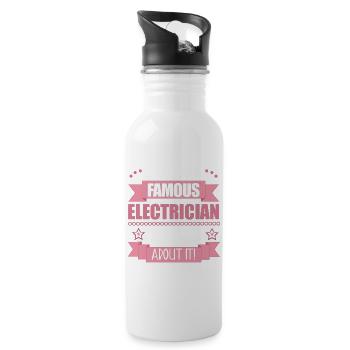 Electrician Profession Ladies Gift - Water bottle with straw - white - Right