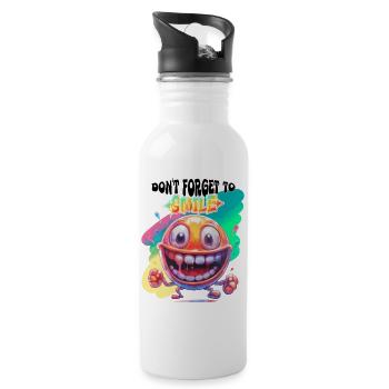 Dont Forget to Smile. Joy, happiness, positivity, - Water bottle with straw - white - Right