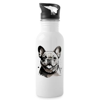 CUTE FRENCH BULLDOG - Water bottle with straw - white - Right