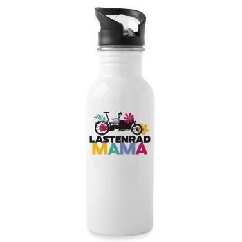 Cargo Bike Mom Bicycle Cargobike - Water bottle with straw - white - Right