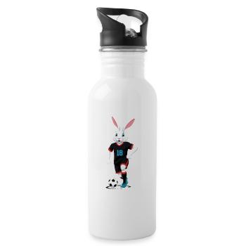 Osterhase Fußballspieler Ostern Fußball Design - Trinkflasche mit integriertem Trinkhalm - Weiß - Rechts