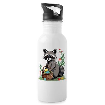 Drôle De Costume De Raton Laveur Oeufs De Pâques Mignons - Gourde avec paille intégrée - blanc - Droite
